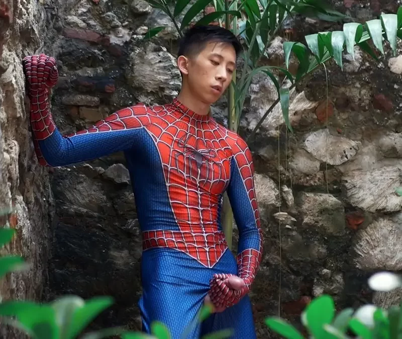 Tyler Wu Jerks Off In A Spider-Man Suit 1