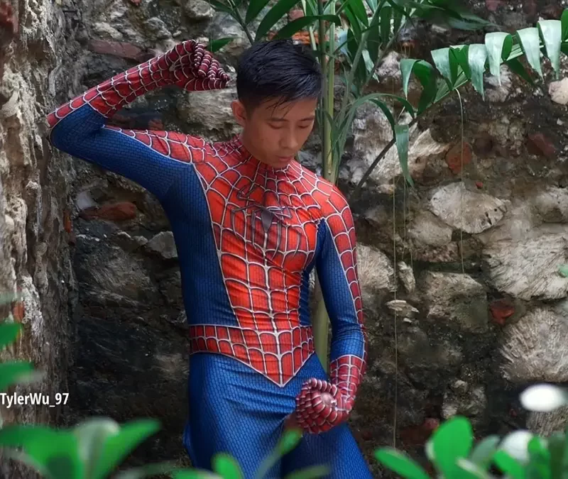 Tyler Wu Jerks Off In A Spider-Man Suit