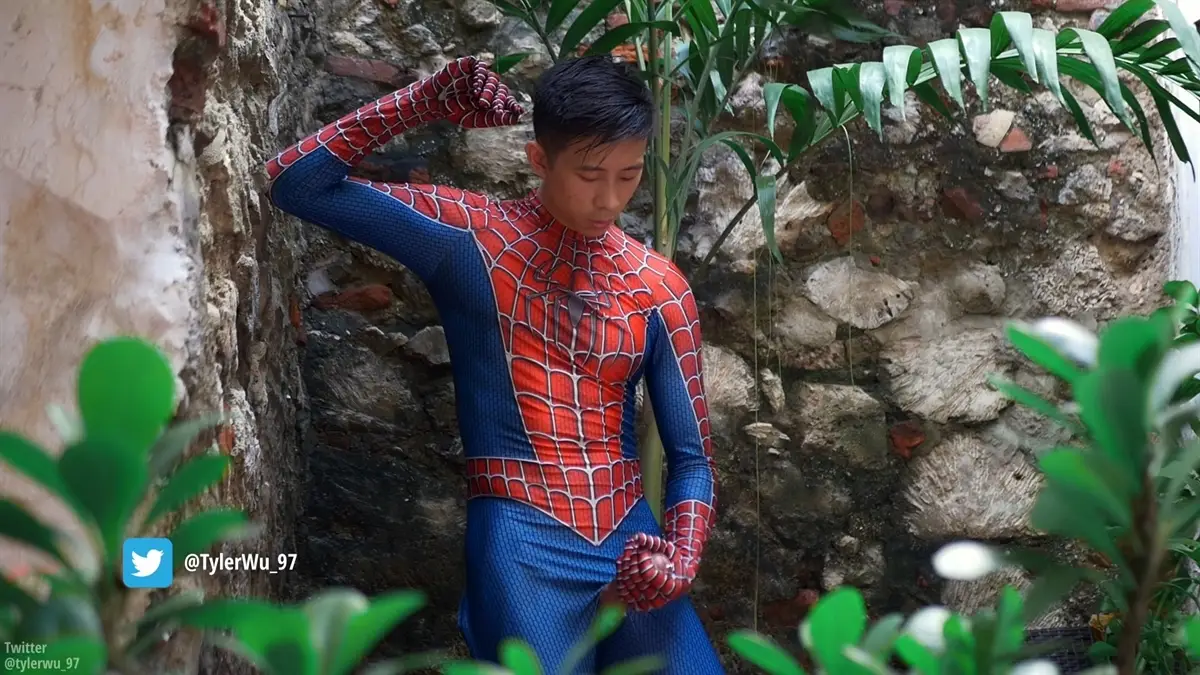 Tyler Wu Jerks Off In A Spider-Man Suit