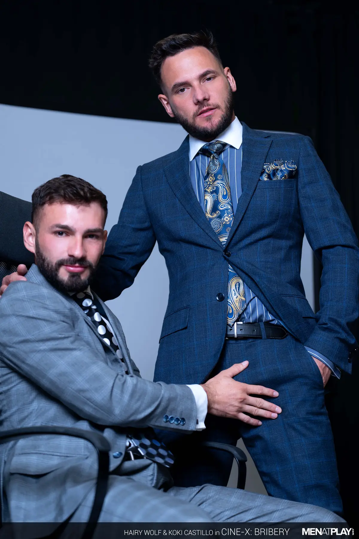 Dressed In Suits Hairy Wolf & Koki Castillo Have Hard Sex