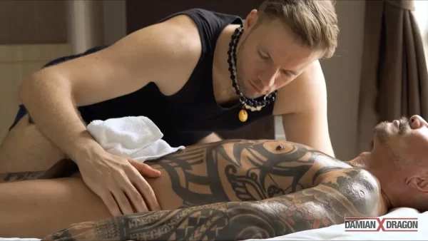 Gay Massage With Climax: Alex Massages Damian Dragon 1