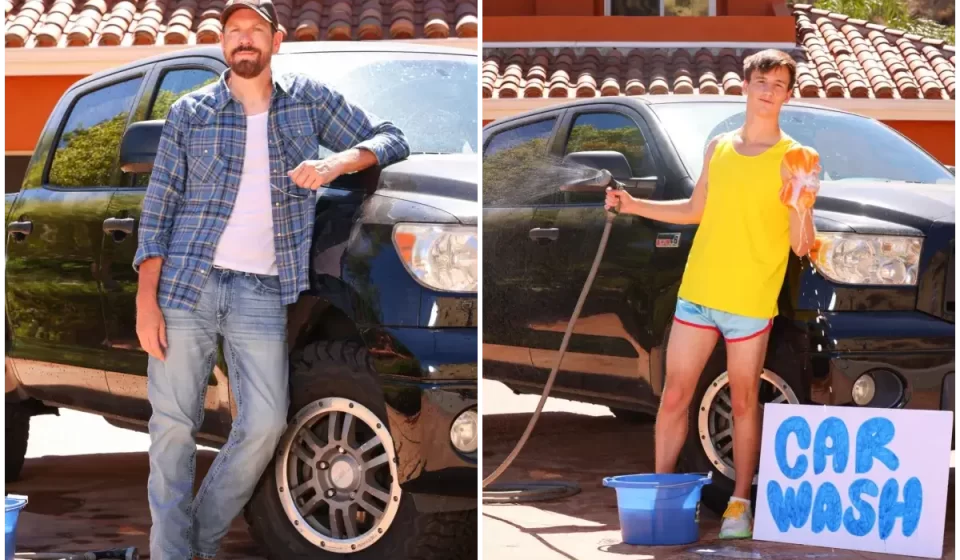 Carwash: Zac Steele Cleans Ryan Landers Gay Porn 10