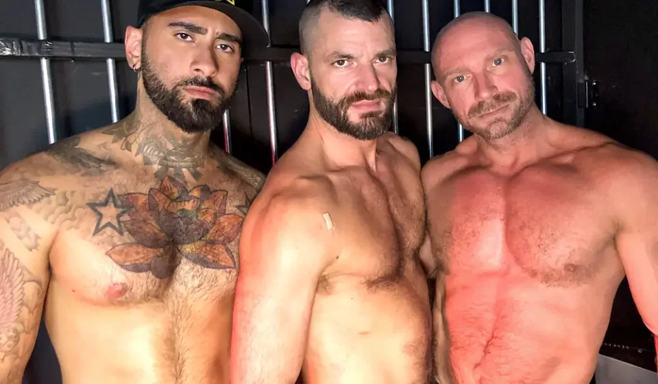 Inmates Killian Knox & Rikk York Share Jake Morgan Gay Porn 4