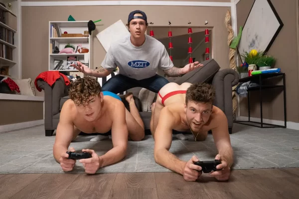 Panic at the Frat House 2: Jayden Marcos, Oliver Marks & Carter Collins Gay Porn 6
