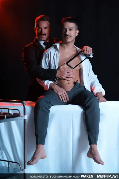 Waken With Jonathan Miranda & Ross Hurston - MenAtPlay’s Halloween Special Gay Porn 1