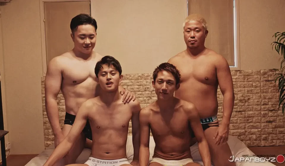 Japanese Gay Orgy: TonTon & Kosuke Dominate Darou & Kazuto Gay Porn