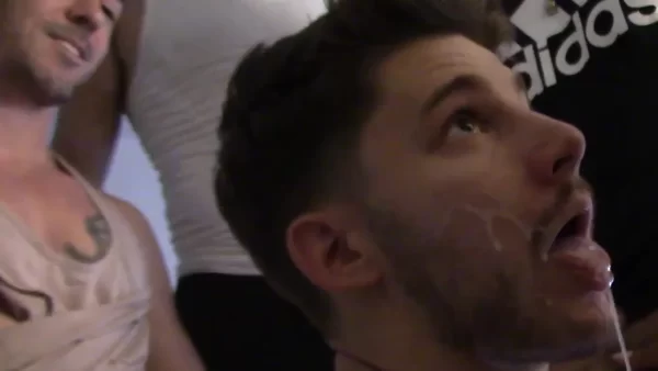 Dex's Mouth and Hole Dripping Cum in New Sketchy Sex Gang-Bang Gay Porn