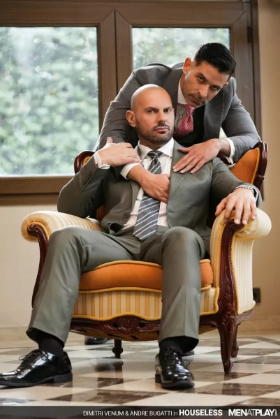 Dimitri Venum Dresses Homeless Andre Bugatti in a Nice Suit and Fucks Him Gay Porn 11