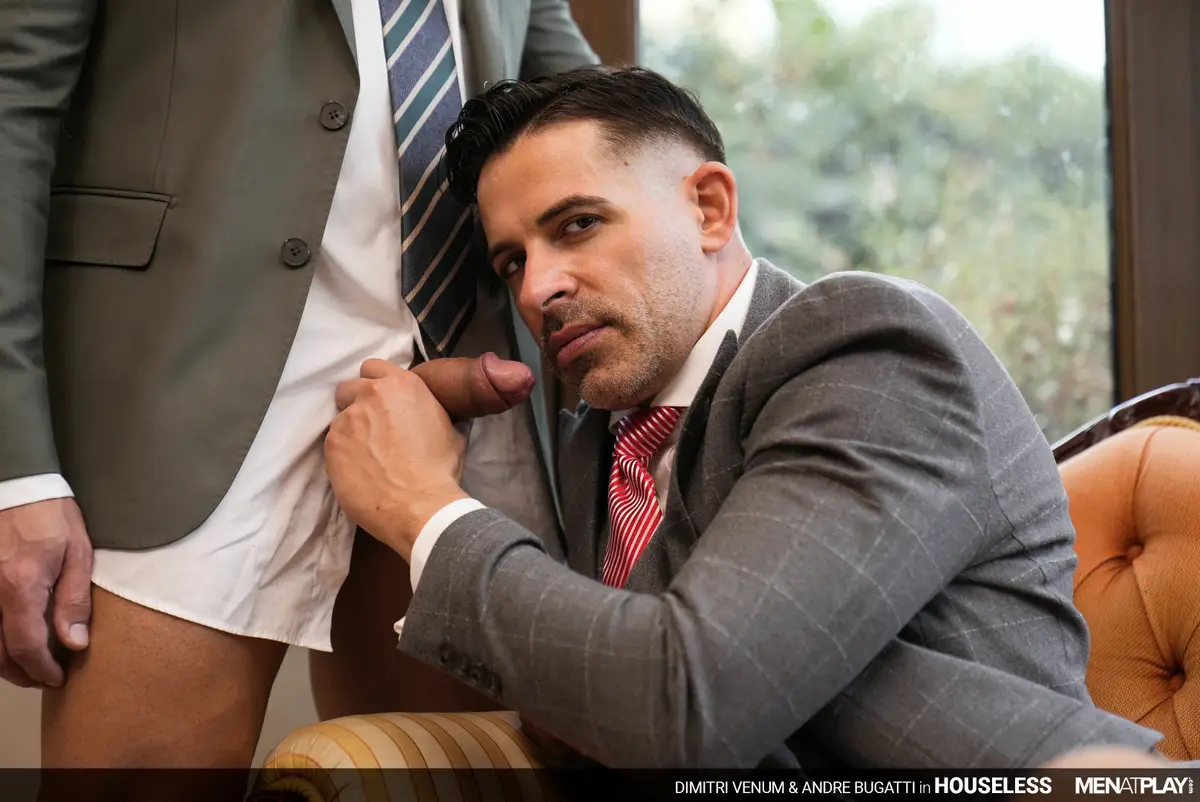 Dimitri Venum Dresses Homeless Andre Bugatti in a Nice Suit and Fucks Him Gay Porn 2