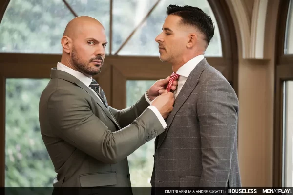 Dimitri Venum Dresses Homeless Andre Bugatti in a Nice Suit and Fucks Him Gay Porn