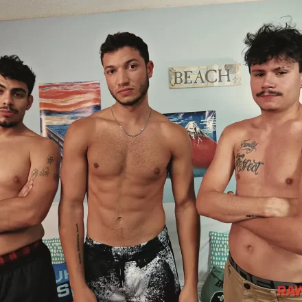 Triple Trouble: Bruce, Vincent, and Chris Do It At RawHole Gay Porn