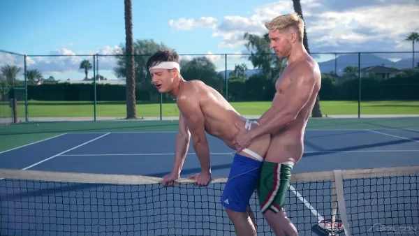 Ace Your Fantasy: Ryan Orion & Dio Ferrero's Sweaty Tennis Court Clash Gay Porn 15