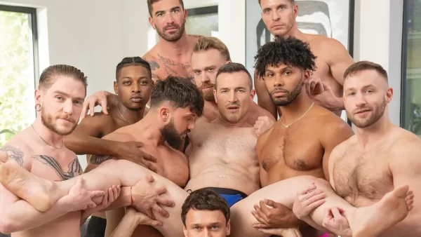 Derek Kage's First Gonzo Gangbang: A NakedSword Bareback Spectacle Gay Porn