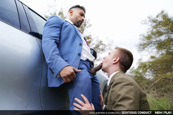 Seditious Conduct: Gianni Gio & Serg Shepard's Outdoor Encounter 🌴 💥 Gay Porn 4