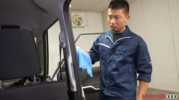 Hiroya's Greasy Mechanic Threeway Gay Porn 1