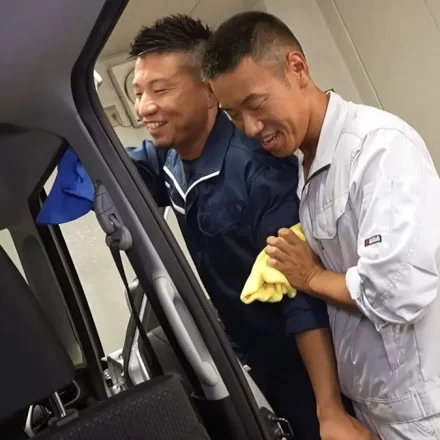 Hiroya's Greasy Mechanic Threeway Gay Porn