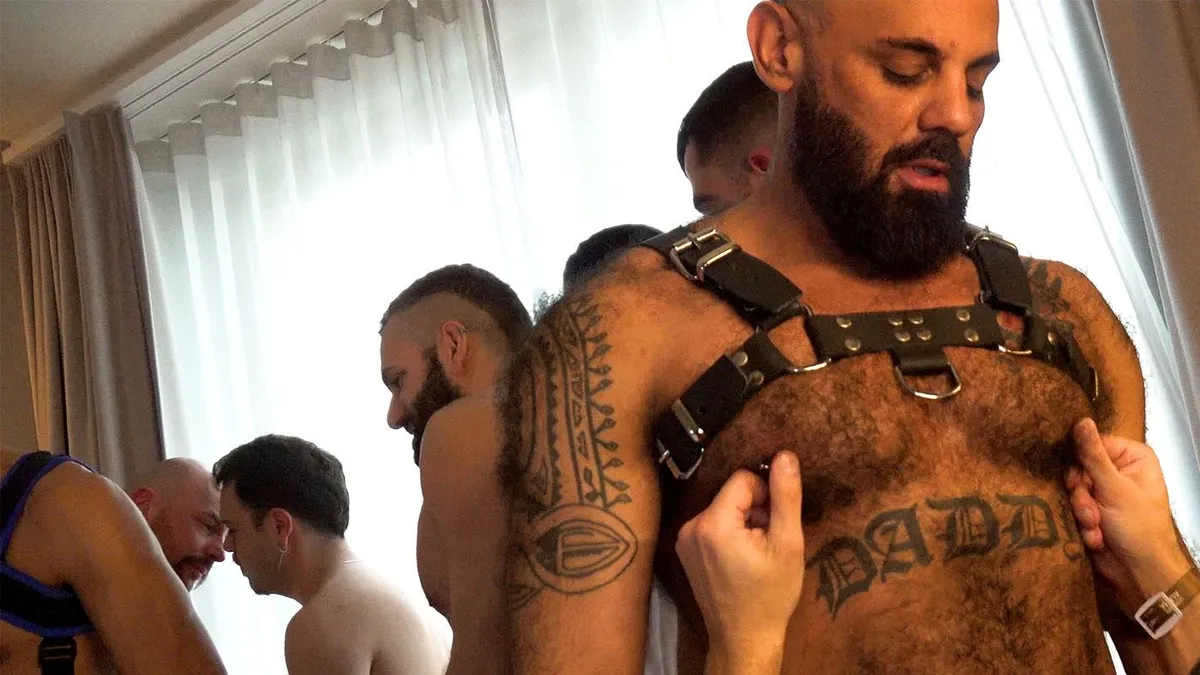 Leather-Bound Studs: A Sticky, Sweaty Orgy to Remember 3 Leather-Bound Studs: A Sticky, Sweaty Orgy to Remember Gay Porn