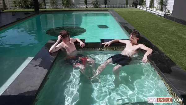 Beau Mance & Austin Erikson's Unspoken Poolside Passion Gay Porn 1