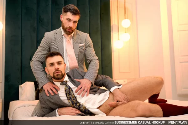 Businessmen Casual Hookup: OnlyMatt & Manuel Capri Gay Porn 4