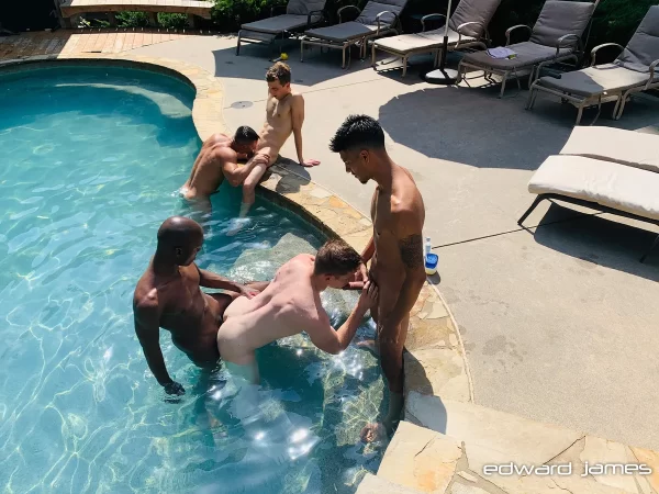Aiden Asher & Blaine Porter Headline a 5-Way Pool Fuckfest! Gay Porn 2
