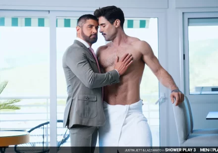 Justin Jett and Lazzarato's Wet Suit Flip-Flop For Men At Play Gay Porn