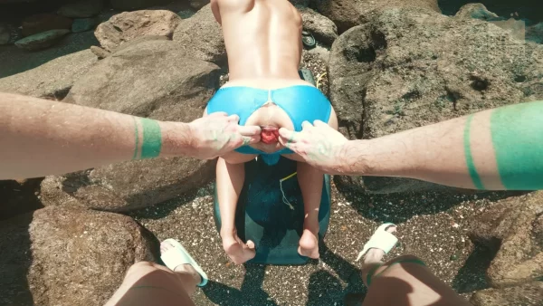 Hayashisan & Axel Abysse Go Flip-Fisting at the Beach Gay Porn 7