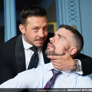John Brachalli’s Suit Comes Off Before His Coffee Cools Gay Porn