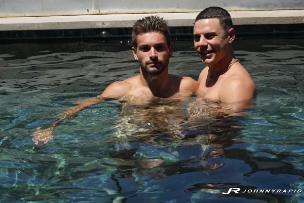 Johnny Rapid Pulls Asher Day Fully Clothed Into the Pool Gay Porn 2