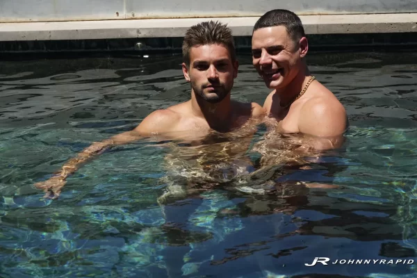 Johnny Rapid Pulls Asher Day Fully Clothed Into the Pool Gay Porn 3