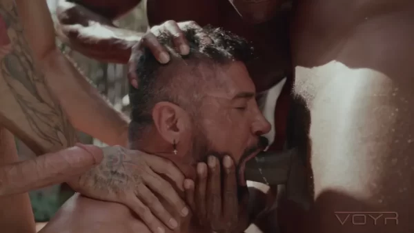 Justin Jett Gets His Tight Hole Stuffed by Three Hung Studs Gay Porn 3